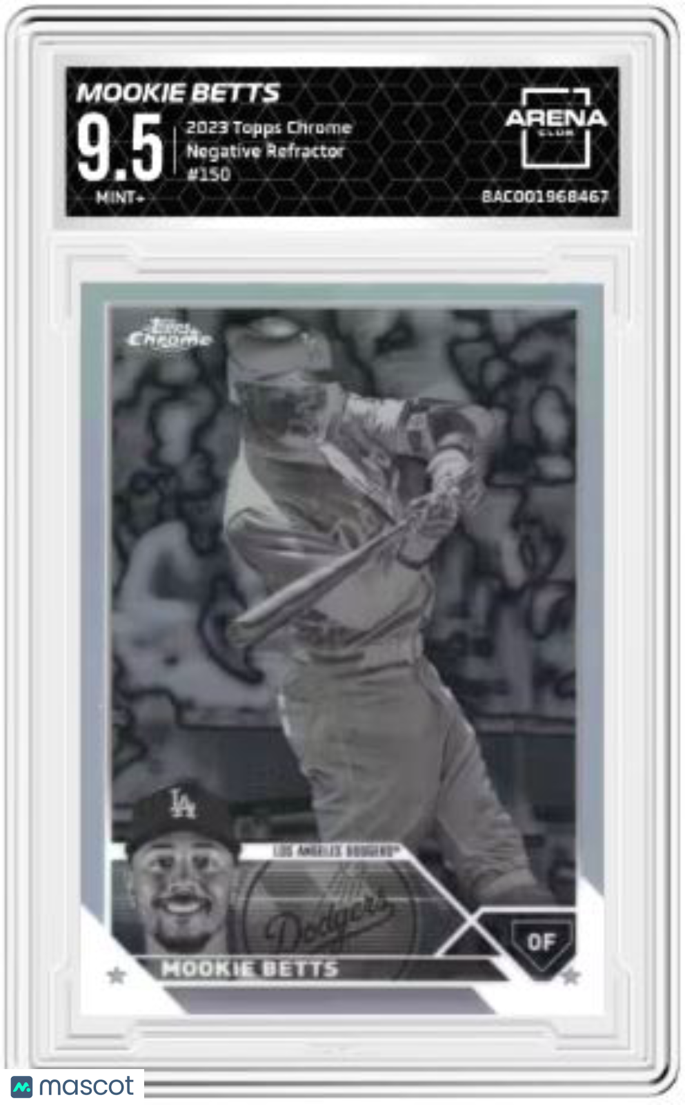 2023 Topps Chrome Mookie Betts #150 Negative Refractor Baseball Arena Club 9.5