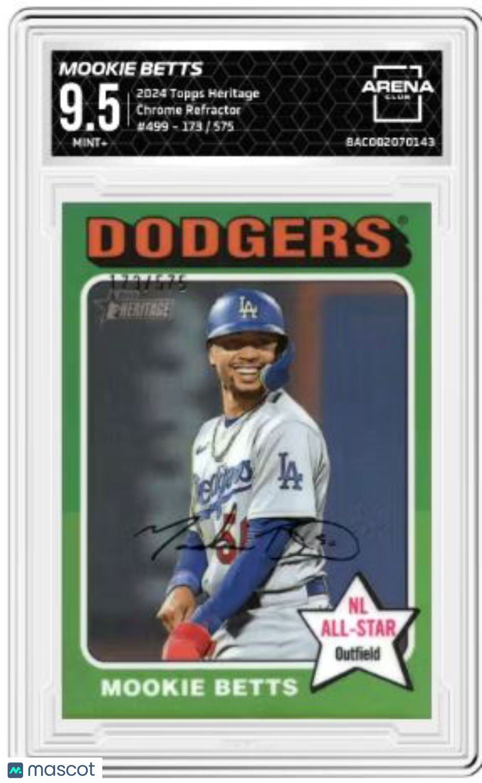2024 Topps Heritage Mookie Betts #499 Chrome Refractor 173/575 Arena Club 9