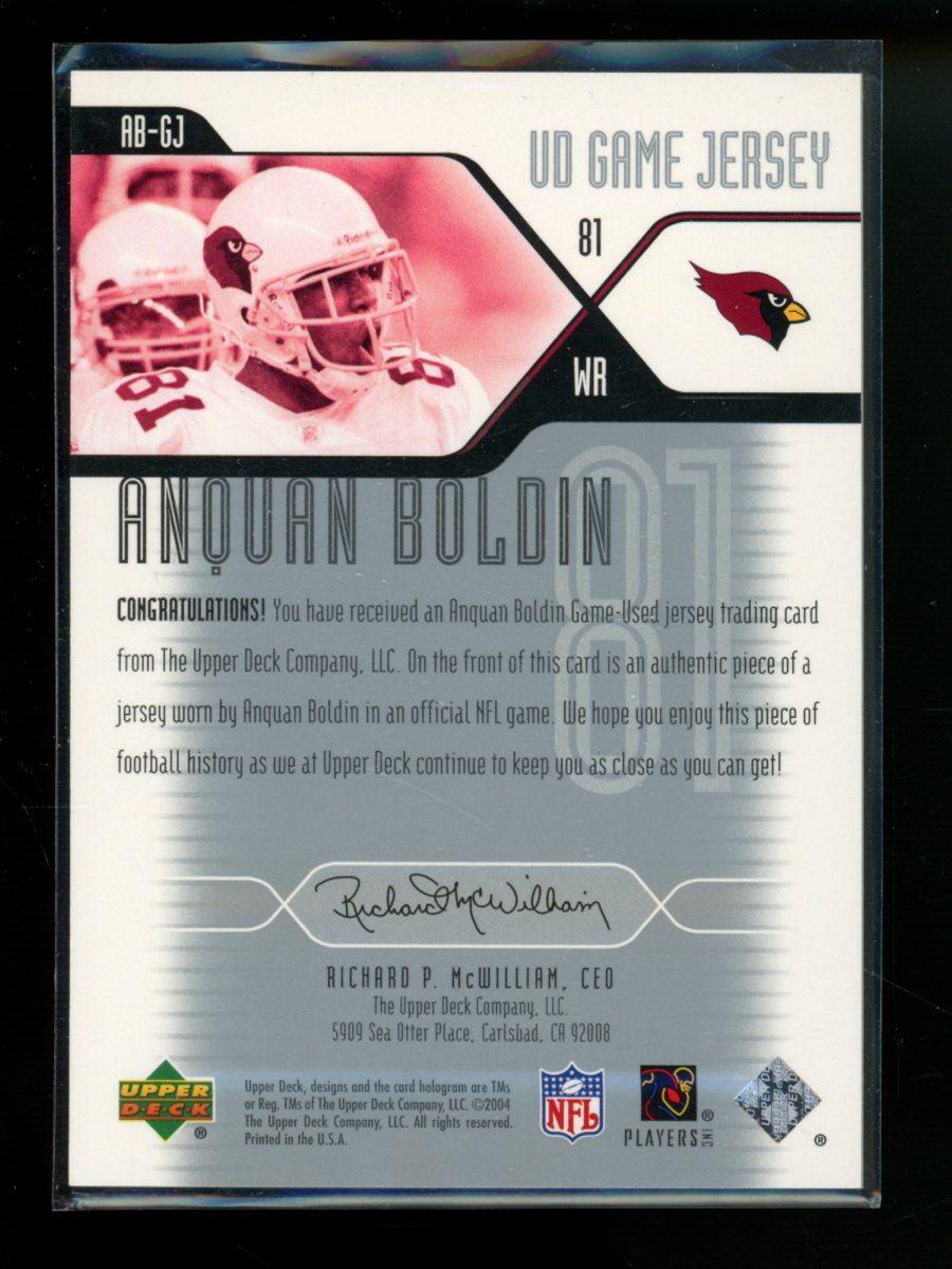 2004 Upper Deck UD Game Jersey Anquan Boldin #AB-GJ Game-Used Jersey Football