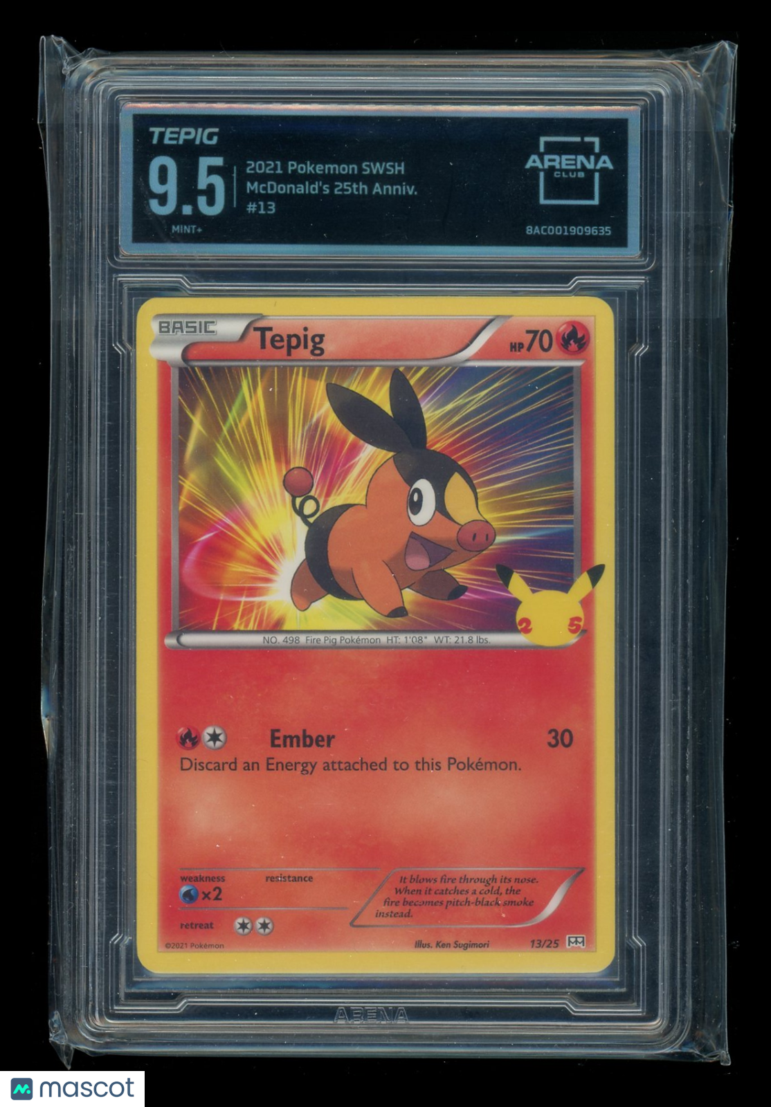 Tepig #13/25 Arena Club 9.5 2021 Pokemon SWSH McDonald's 25th Anniv.
