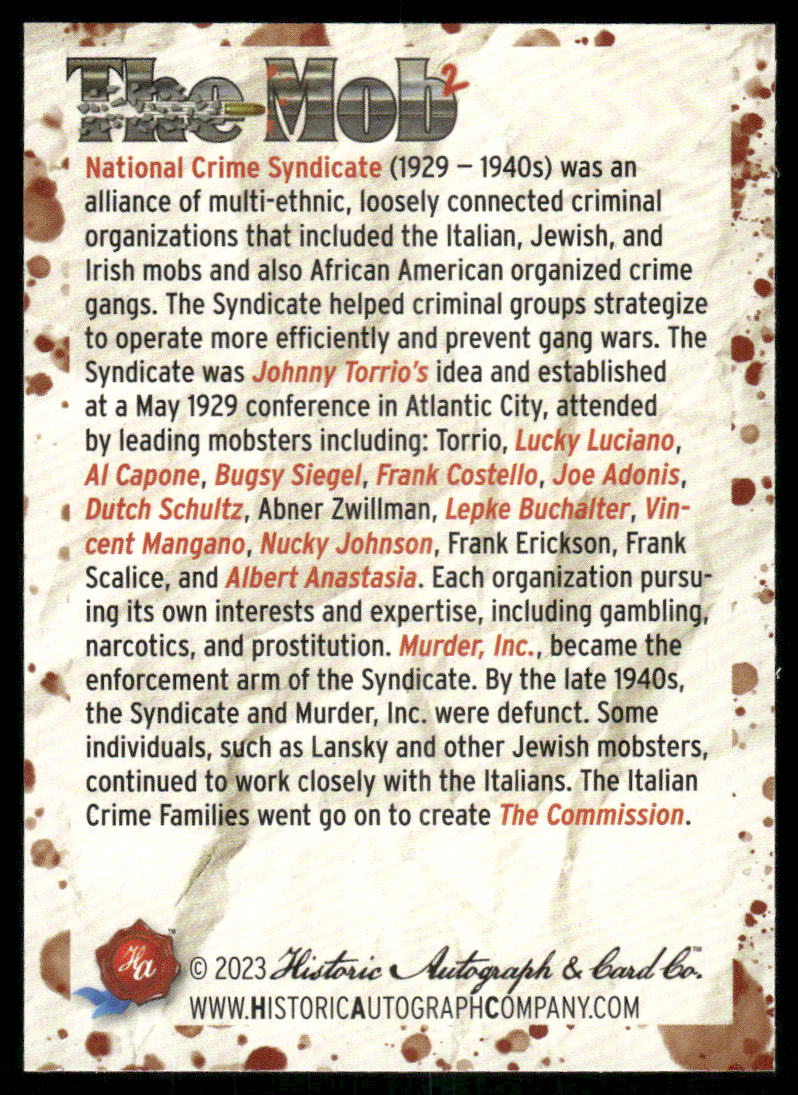 2023 Historic Autograph Company The Mob National Crime Syndicate #97