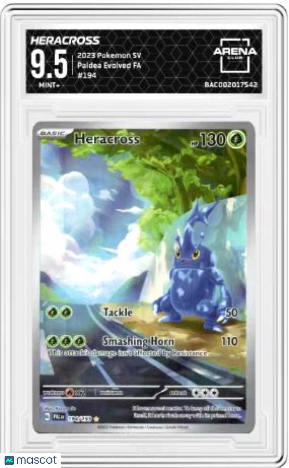 2023 Pokemon Heracross #194/193 English Arena Club 9.5 Paldea Evolved FA