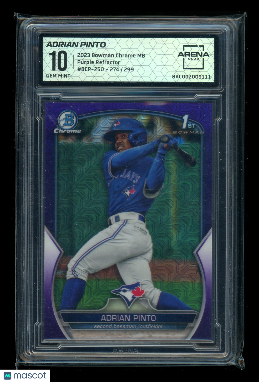 2023 Bowman Chrome Purple Refractor Adrian Pinto #BCP-250 274/299 Arena Club 10