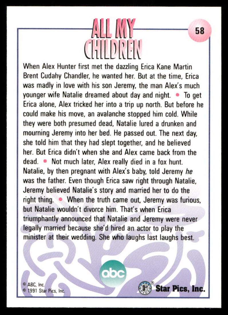 1991 Star Pics All My Children #58