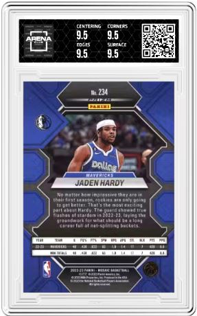 2022-23 Panini Mosaic Jaden Hardy #234 Reactive Blue Basketball Arena Club 9.5