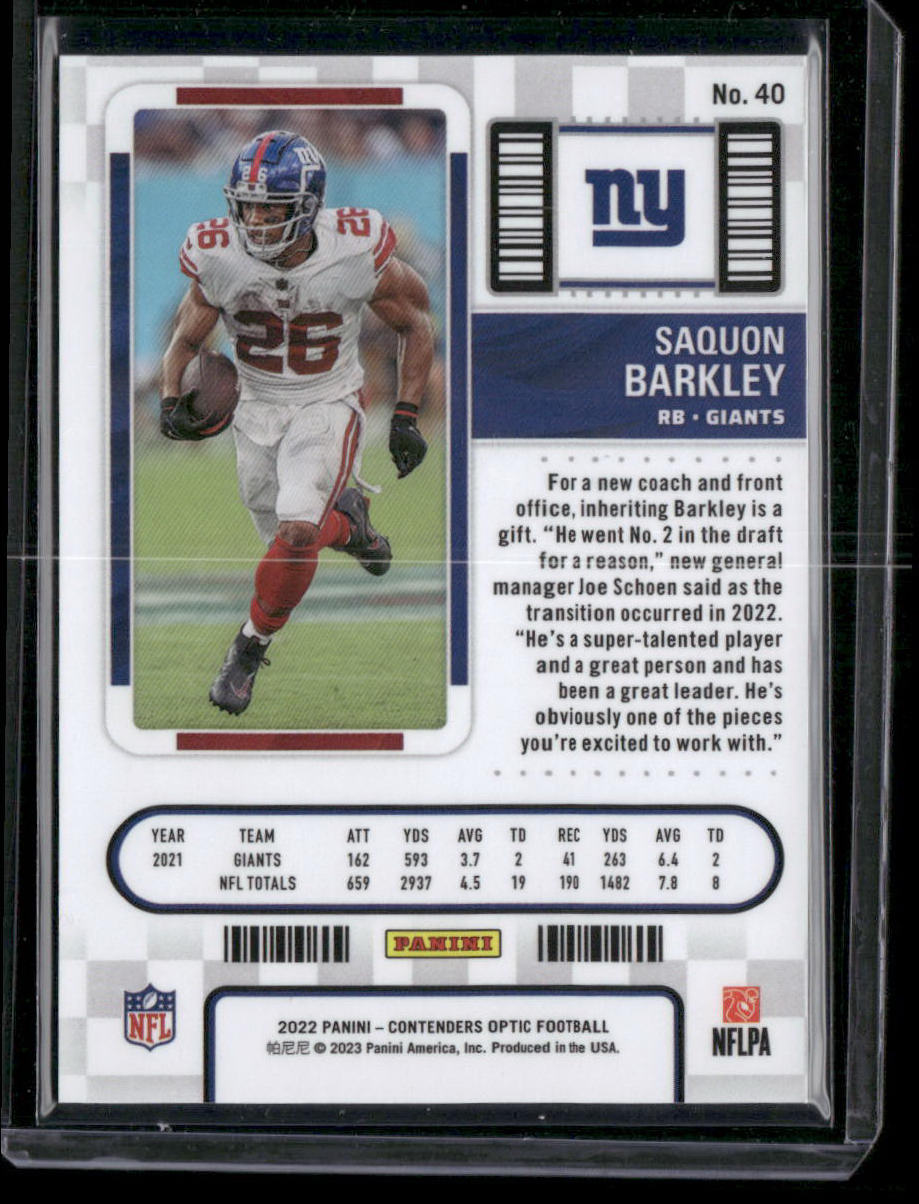 2022 Panini Contenders Optic Football Saquon Barkley #40 Season Ticket Football