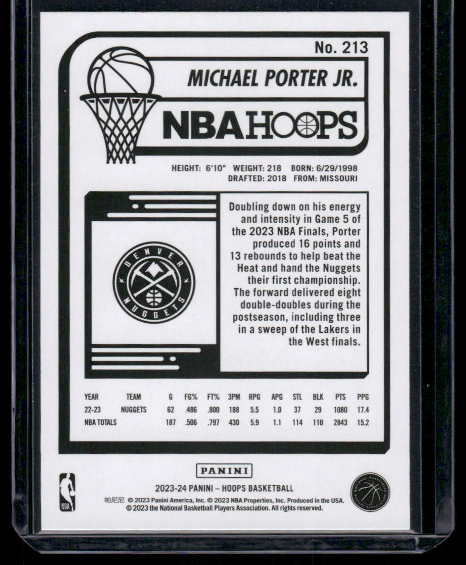 2023-24 Panini Hoops Michael Porter Jr. #213 Purple Basketball