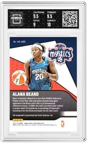 2021-22 WBNA Revolution Alana Beard #AG-ABO Auto AC 9.5 Auto 10