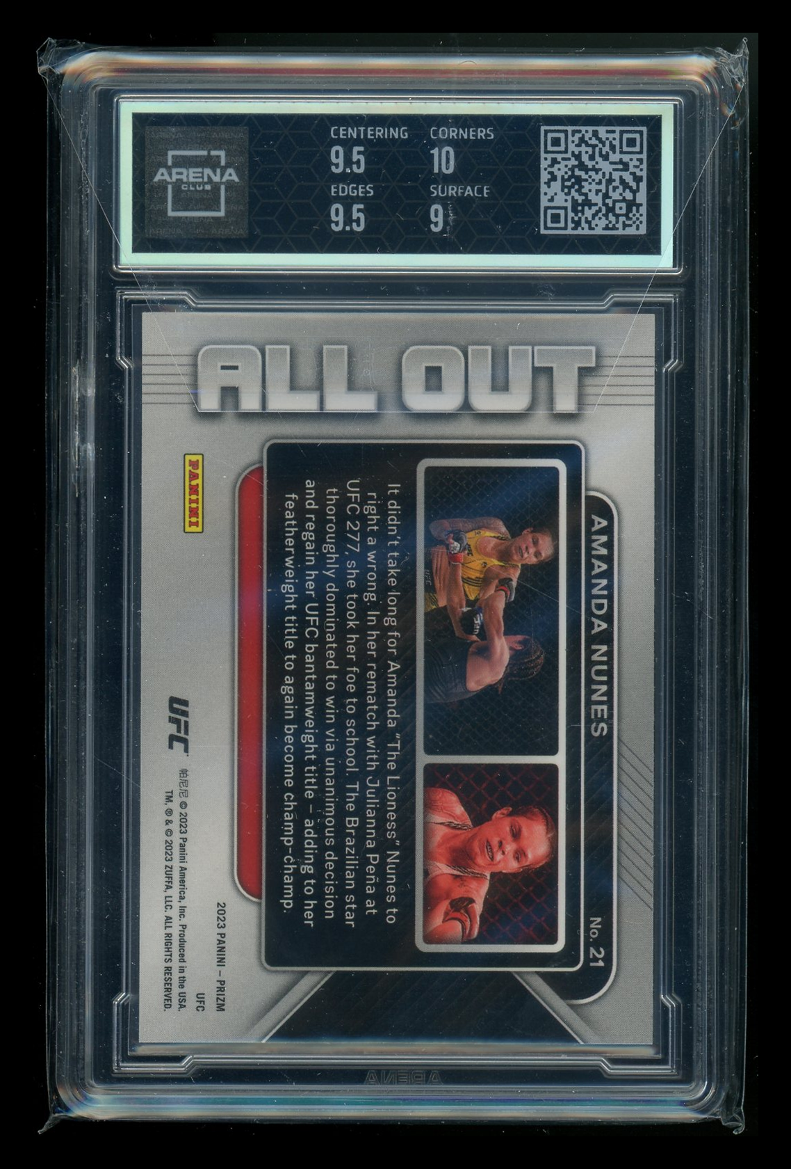 2023 Panini Prizm UFC All Out Amanda Nunes #21 AC 9.5