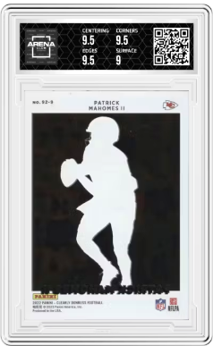2022 Panini Clearly Donruss Retro Patrick Mahomes II #92-9 Football Arena Club 9.5