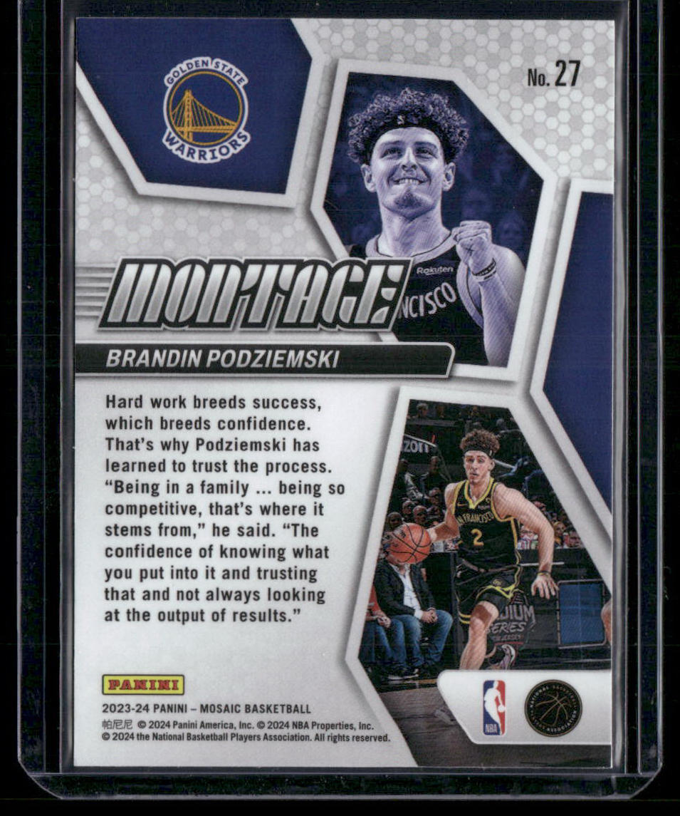 2023-24 Panini Mosaic Basketball Brandin Podziemski #27 Montage RC Basketball