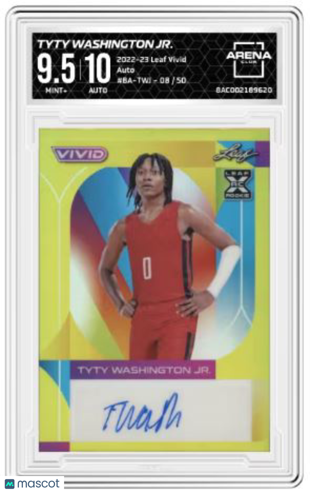 2022-23 Leaf Vivid TyTy Washington Jr. #BA-TWJ Auto 08/50 Arena Club 9.5