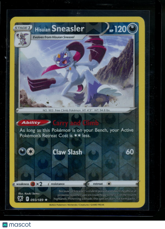 Pokemon Hisuian Sneasler #093/189 Reverse Holo 2022 Pokemon