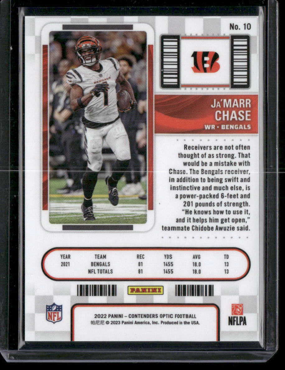 2021 Panini Contenders Optic Football Ja'Marr Chase #10 Season Ticket Football