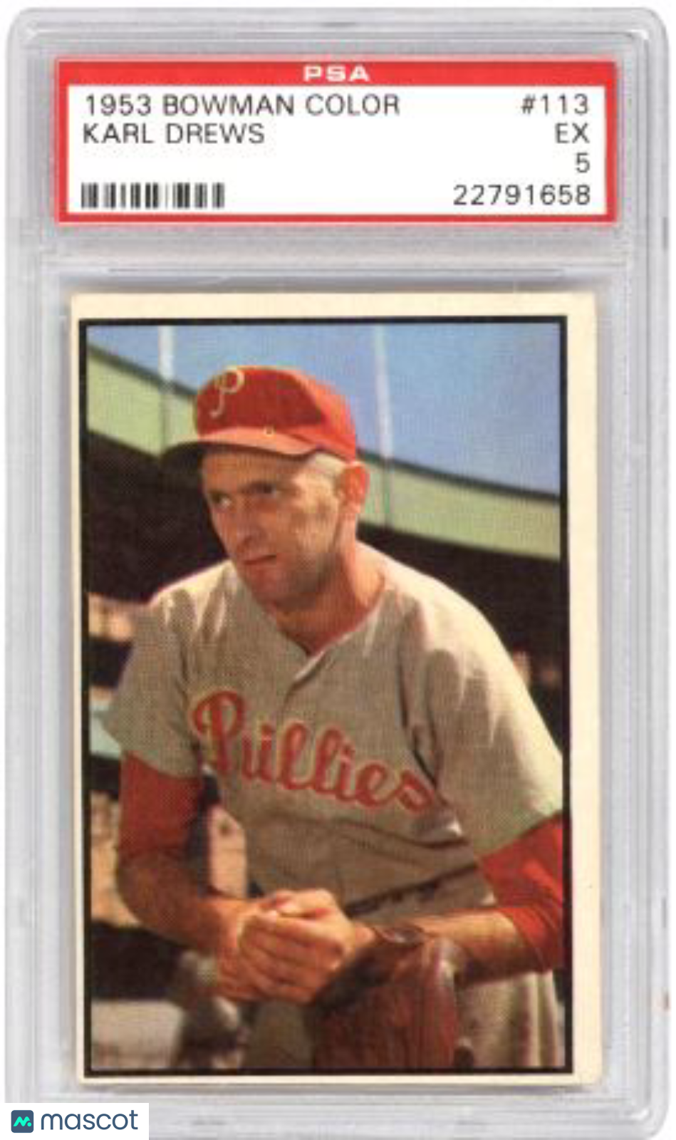 1953 Bowman Color Karl Drews #113 Baseball PSA 5