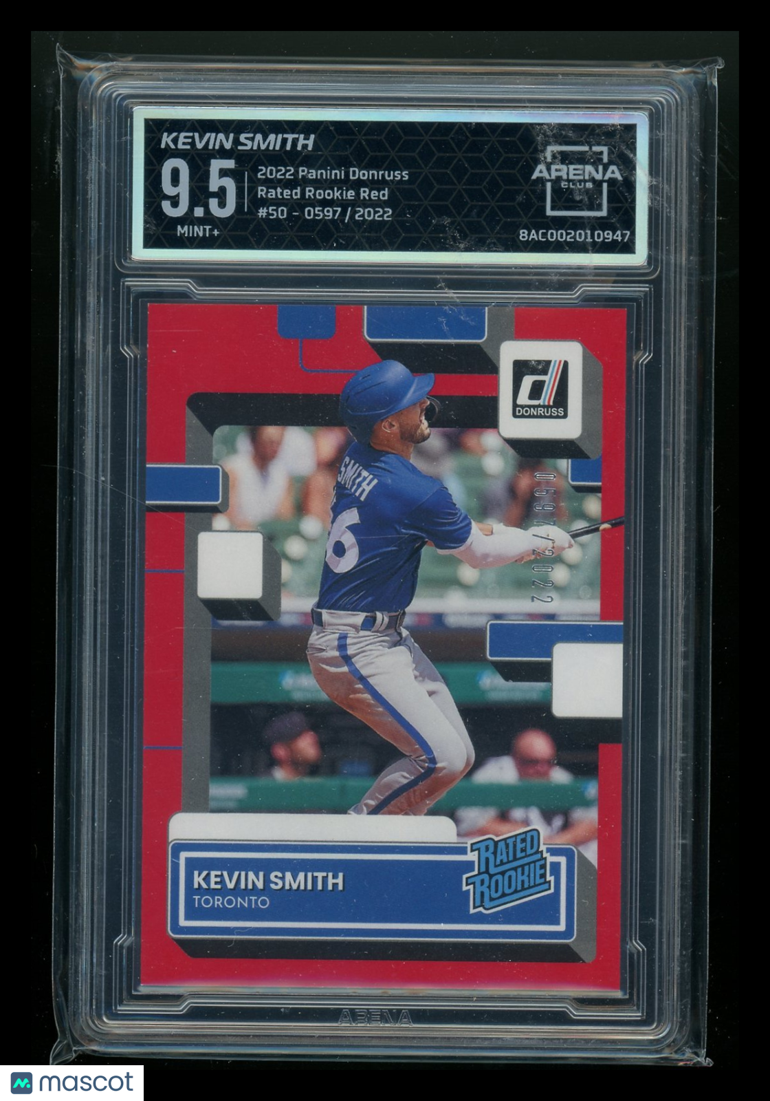 2022 Panini Donruss Rated Rookie Red Kevin Smith #50 0597/2022 Arena Club 9.5