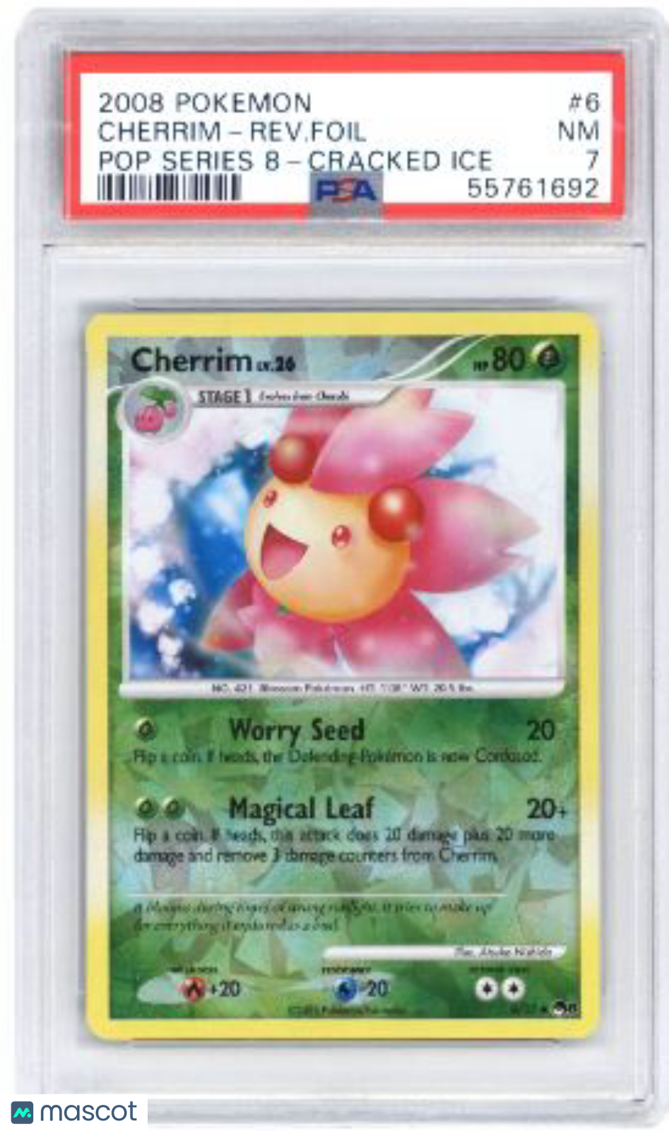 PokéMon Cherrim-Rev. Foil #6 Serbian Pop Series 8-Cracked Ice PSA 7 2008