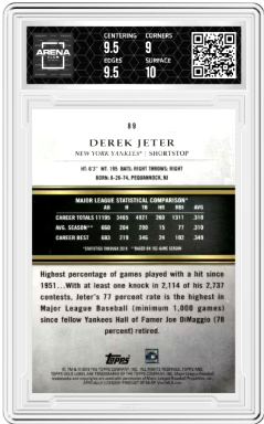 2019 Topps Gold Label Derek Jeter #89 Baseball Arena Club 9.5