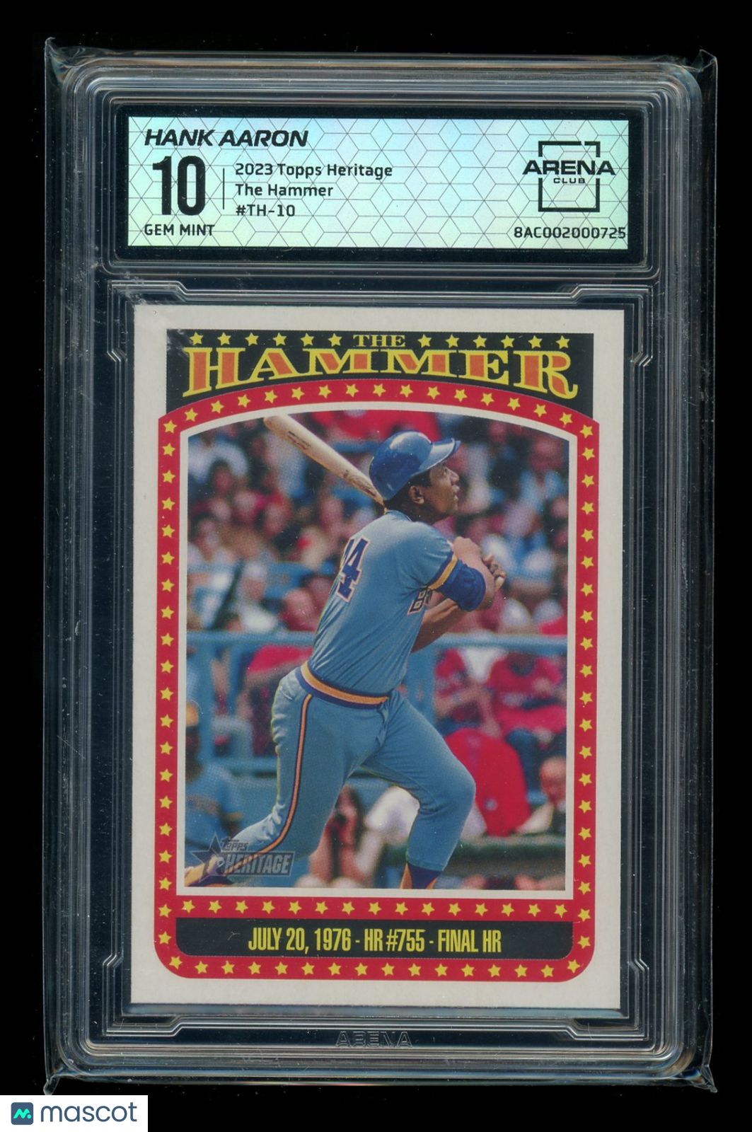 2023 Topps Heritage The Hammer Hank Aaron #TH-10 Baseball Arena Club 10