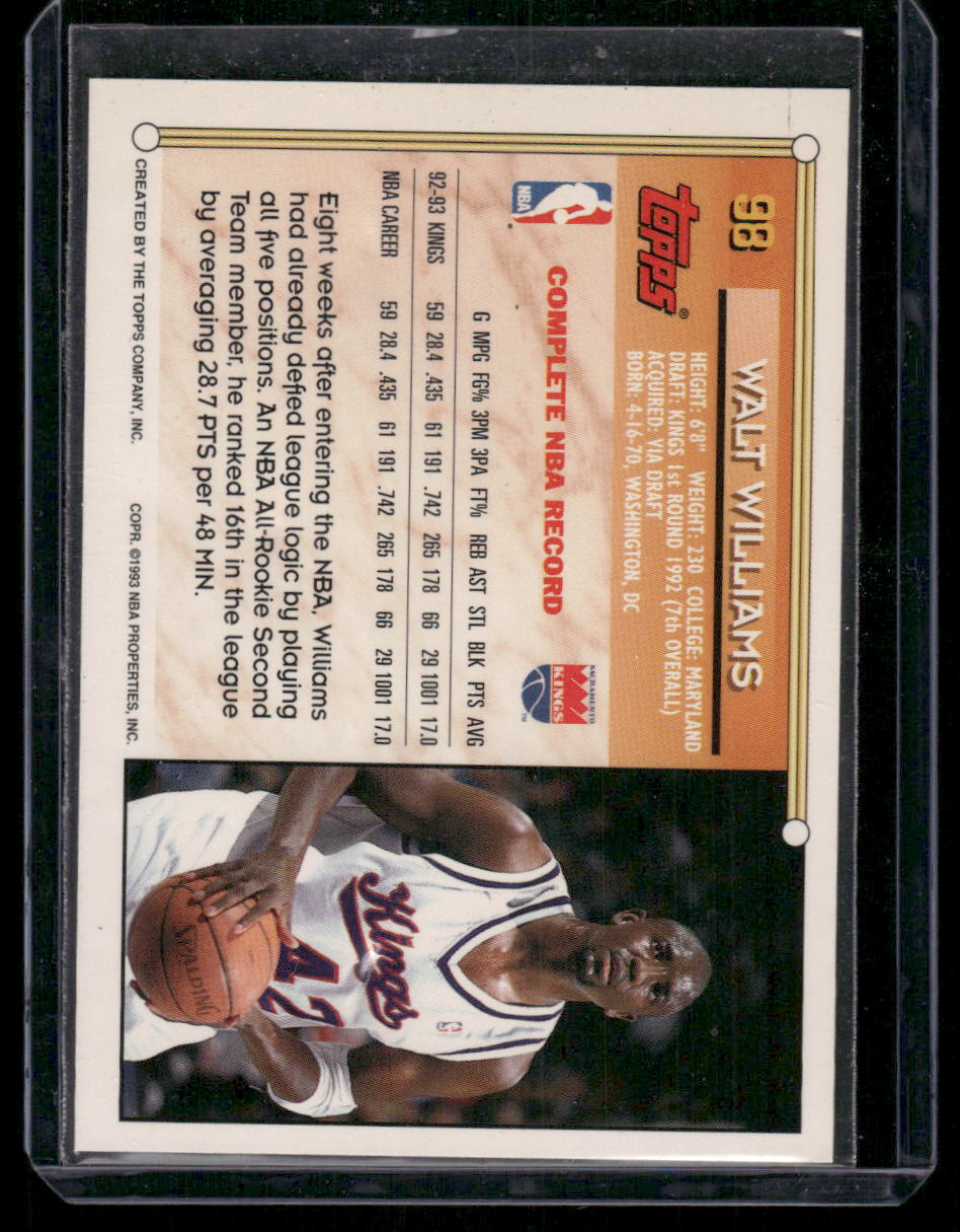 1993 Topps Walt Williams #98 Basketball