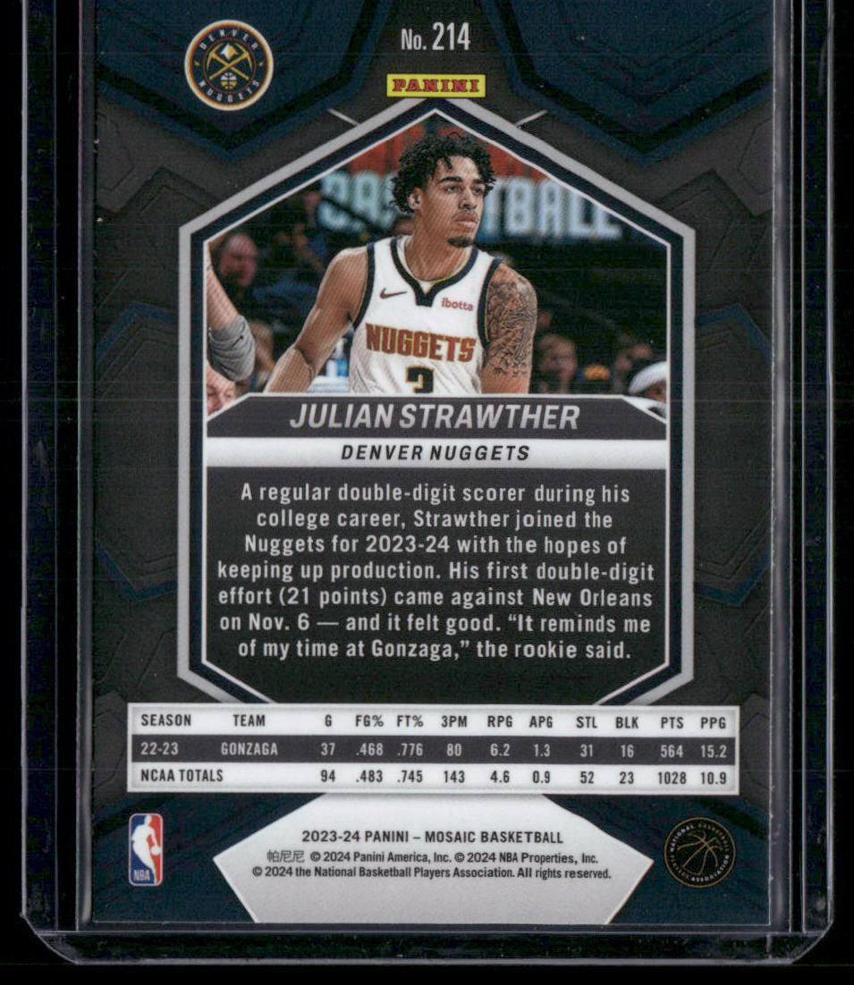 2023 Panini Mosaic Basketball Julian Strawther #214 RC Basketball