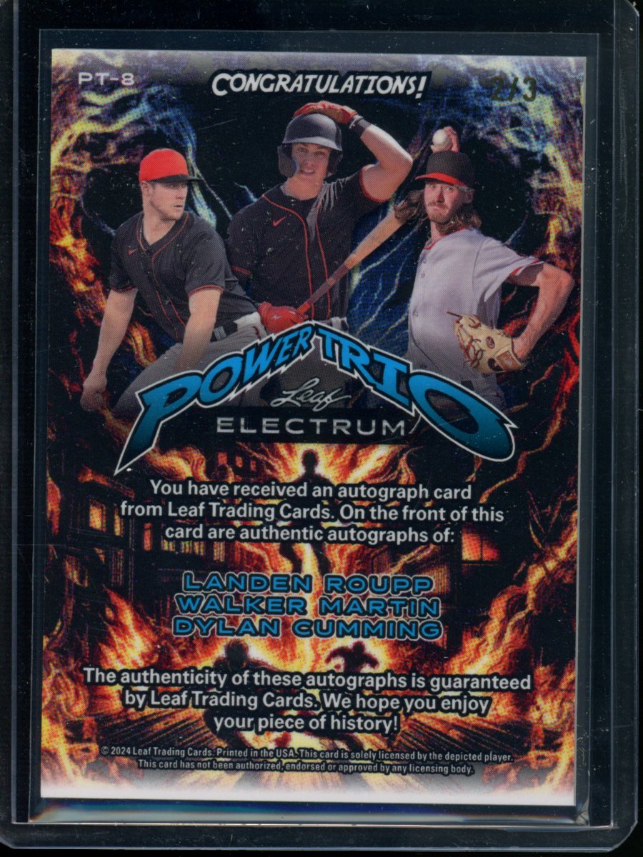 2024 Leaf Power Trio Electrum D Cumming L Roupp W Martin #PT-8 Triple Auto 2/3