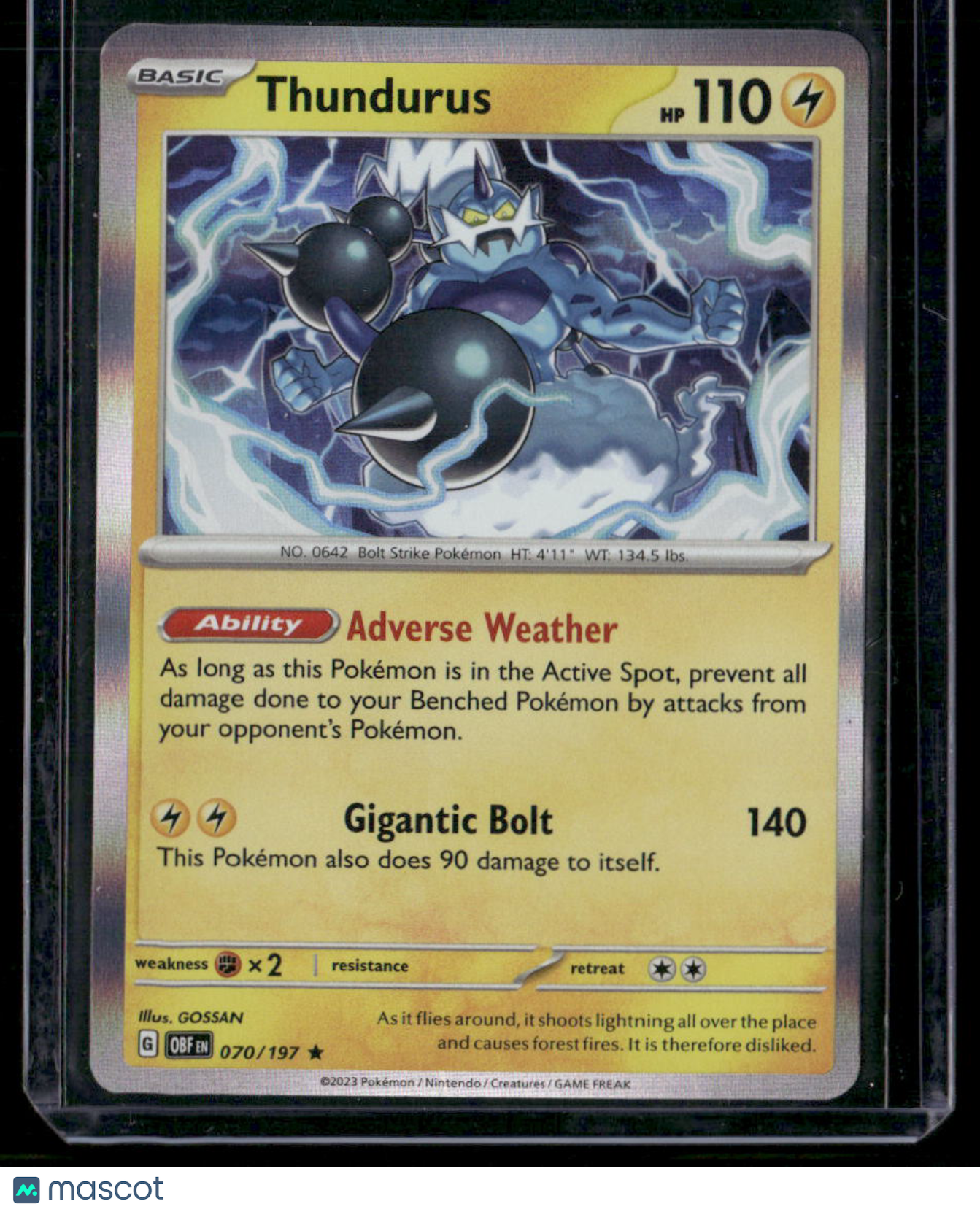 2011 Pokémon Thundurus #070/197 Holo Rare Obsidian Flames