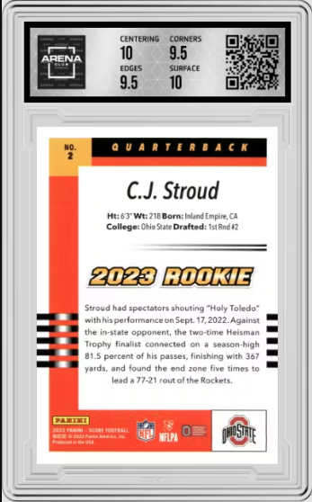 2023 Panini Score C.J. Stroud #2 2003 Throwback Rookies Football AC 10