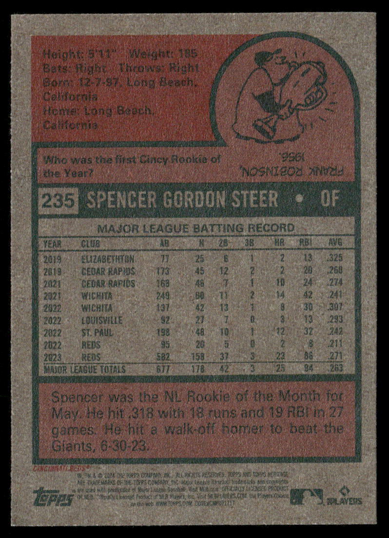 2024 Topps Heritage Spencer Steer #235 Baseball