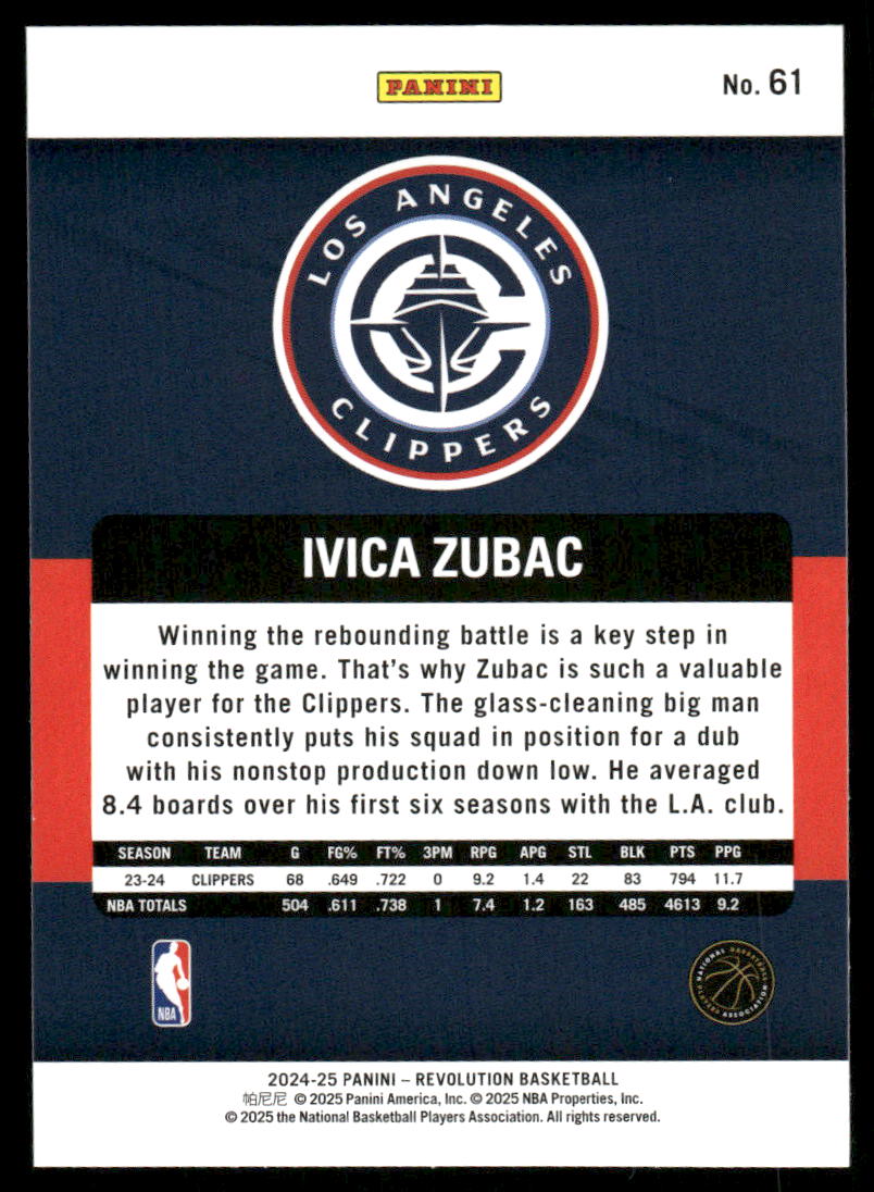 2024 Panini Revolution Basketball Ivica Zubac #61 Basketball