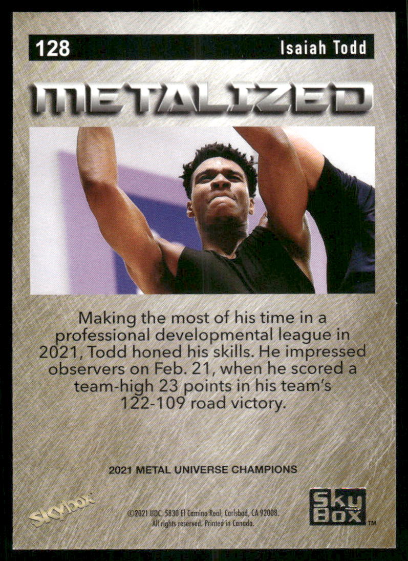 2021 Skybox Metal Universe Champions Metalized Isaiah Todd #128 Basketball