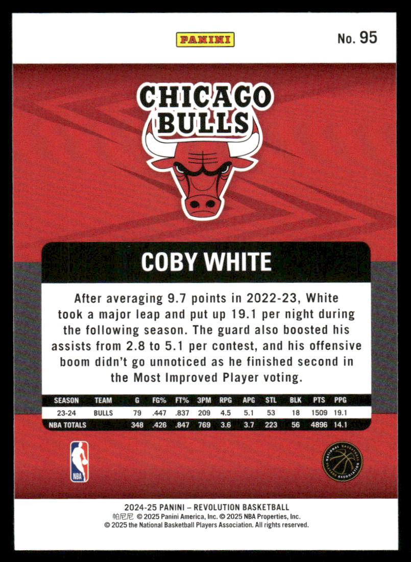 2024-25 Panini Revolution Coby White #95 Basketball