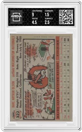 1956 Topps Karl Olson #322 Baseball Arena Club 2
