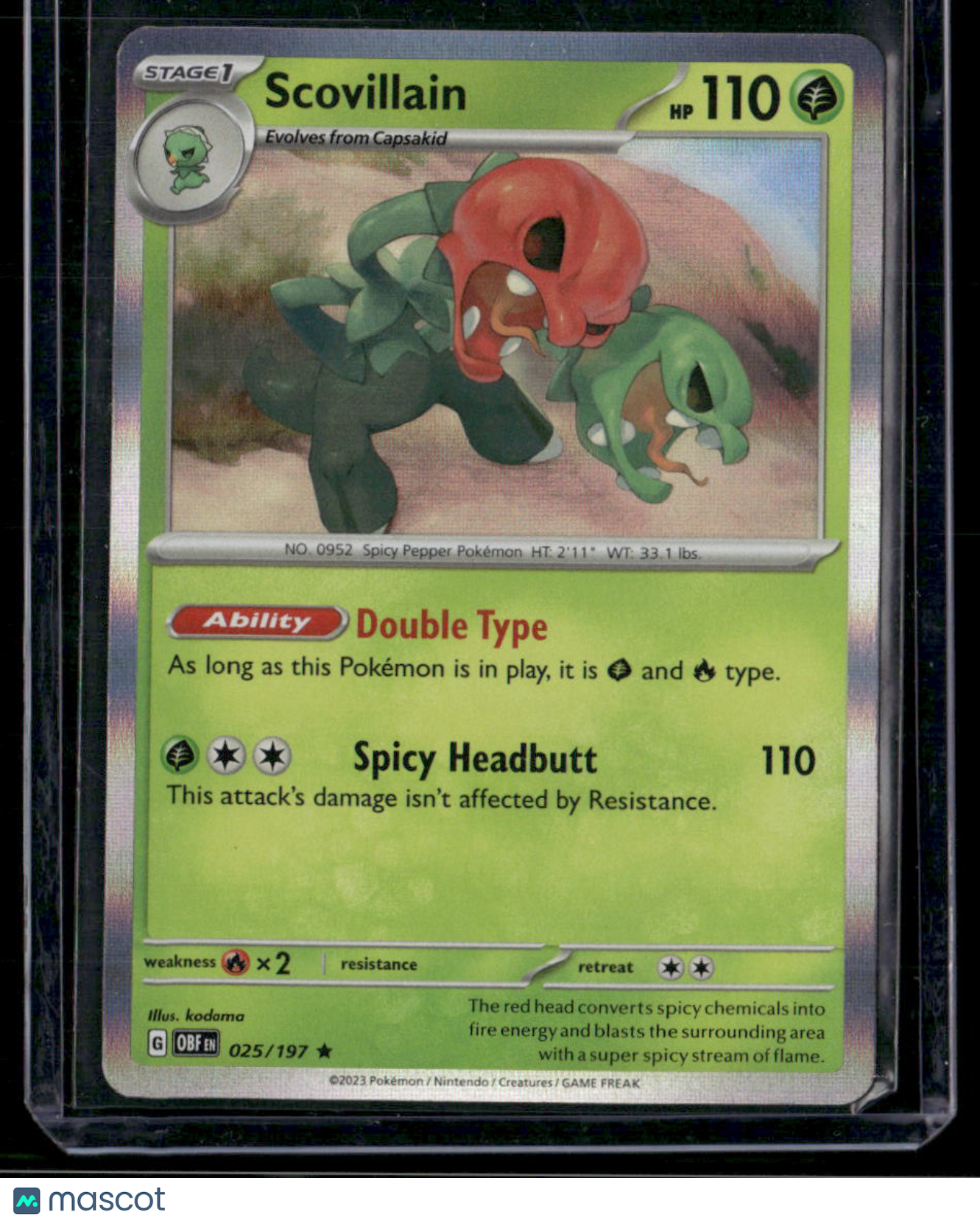 2023 Pokémon Scovillain #025/197 Scarlet & Violet Obsidian Flames OBF EN