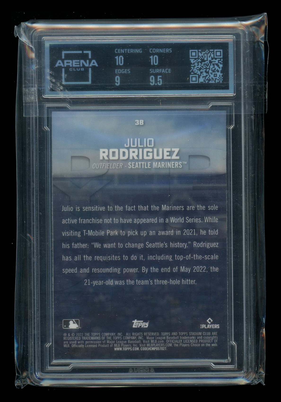 2022 Topps Stadium Club Dynasty and Destiny Wave Julio Rodriguez #3B RC AC 9.5