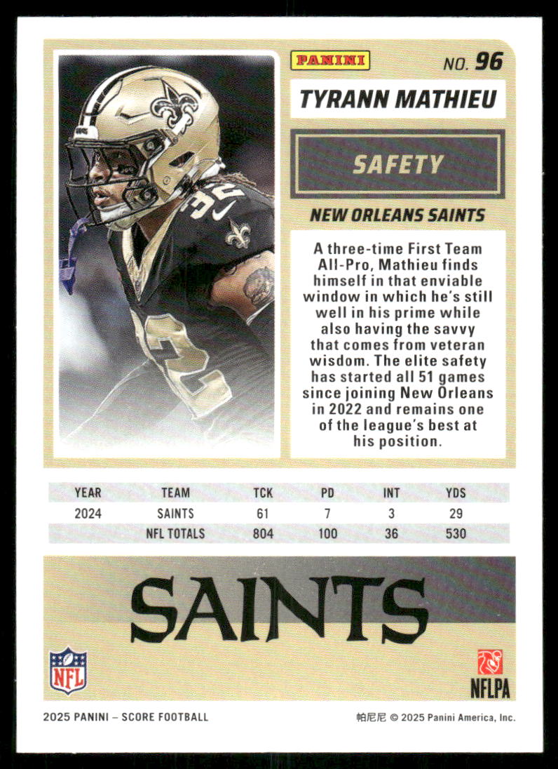 2025 Score A Treat Tyrann Mathieu #96 Football