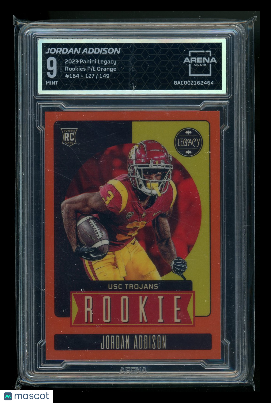 2023 Panini Legacy Rookies P/E Orange Jordan Addison #164 157/149 RC AC 9