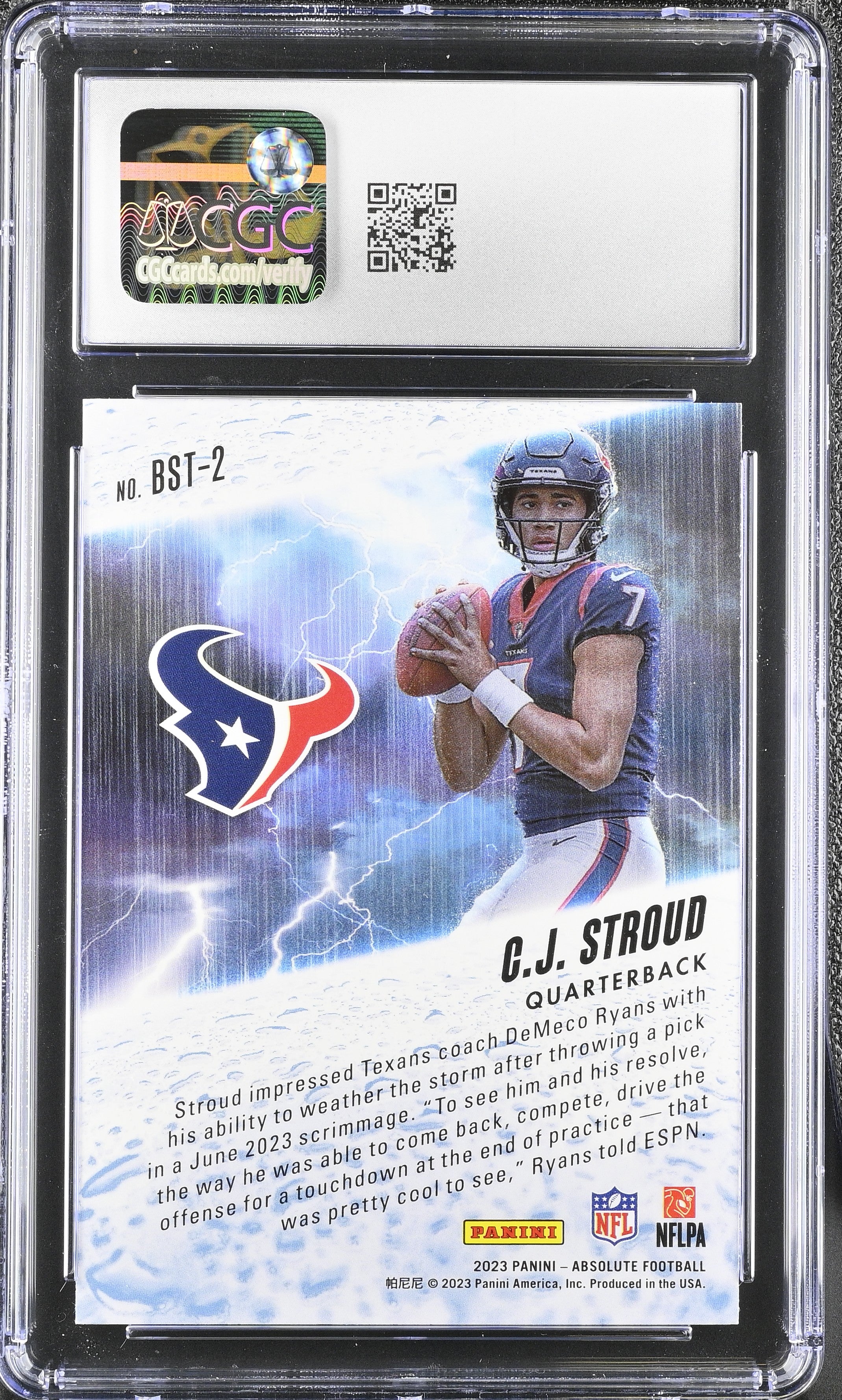 2023 Panini Absolute C.J. Stroud #BST-2 By Storm Football CGC 10