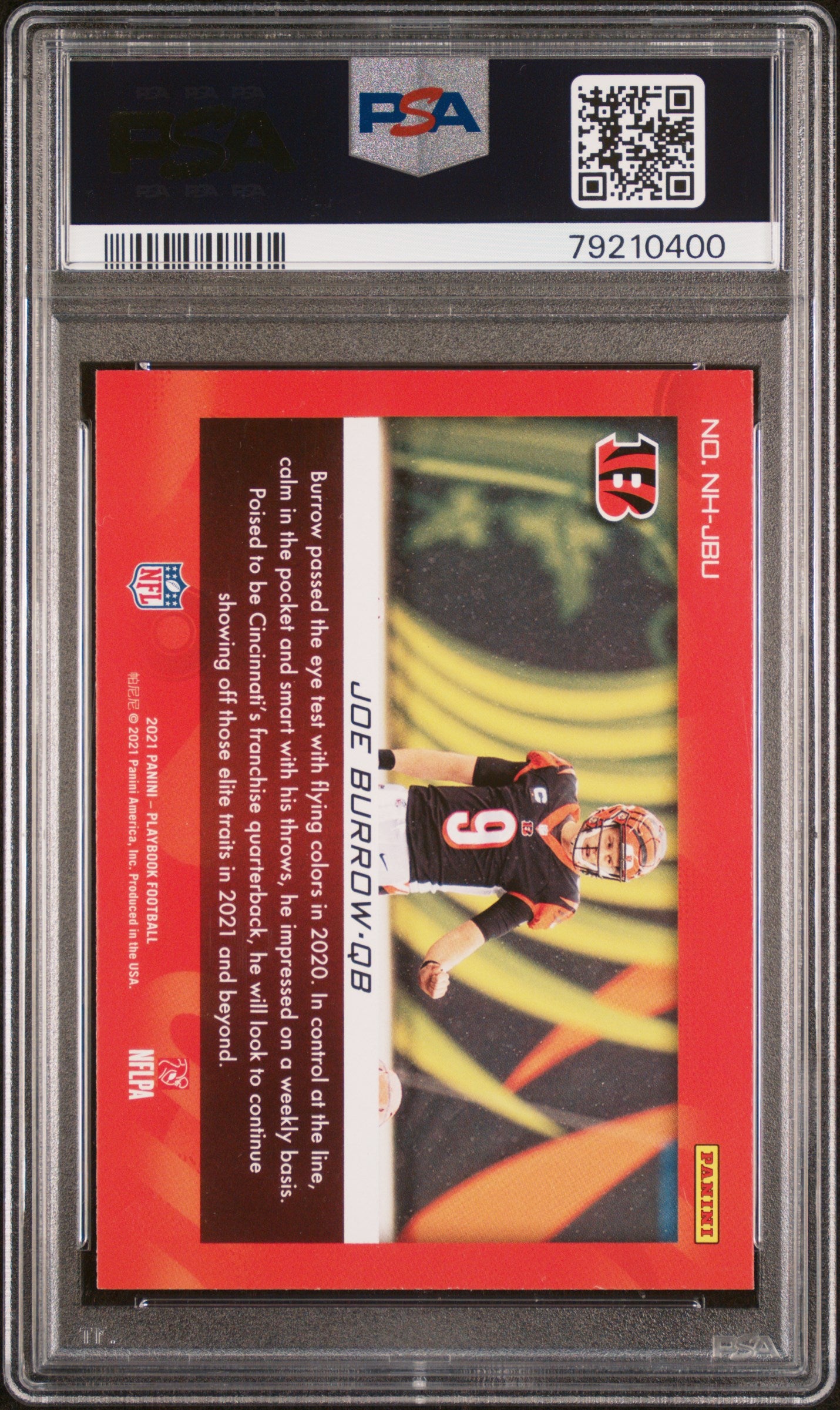 2021 Panini Playbook No Huddle Joe Burrow #NHJBU No Huddle Football PSA 9