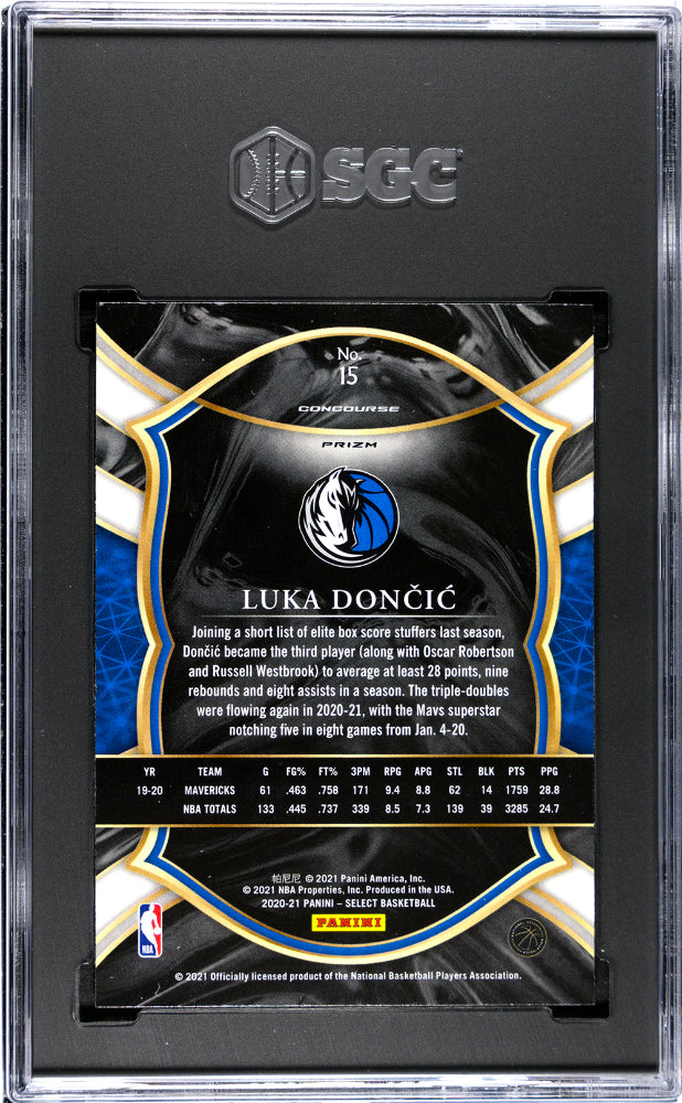 2020-21 Panini Select Luka Doncic #15 Blue Prizm Basketball SGC 9.5