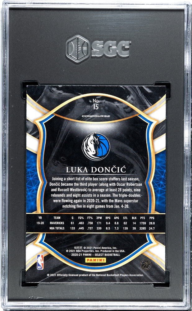 2020-21 Panini Select Luka Doncic #15 Blue Retail Basketball SGC 10