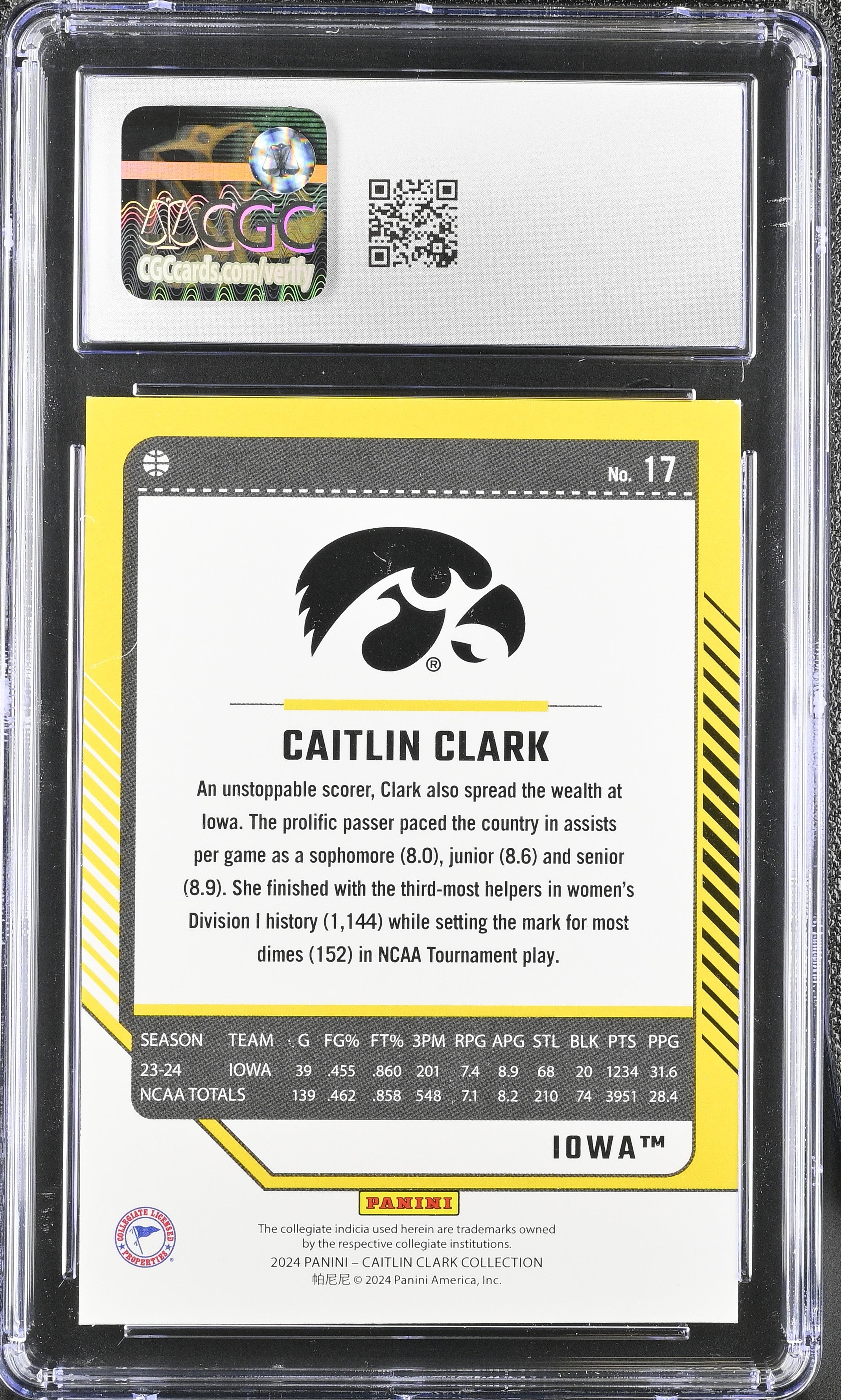 2024 Panini Caitlin Clark Collection Caitlin Clark #17 Donruss CGC 9.5