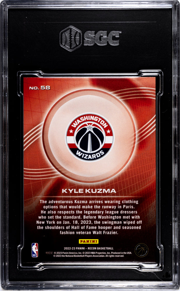 2022-23 Panini Recon Kyle Kuzma #58 Holo Orange 15/17 Basketball SGC 9