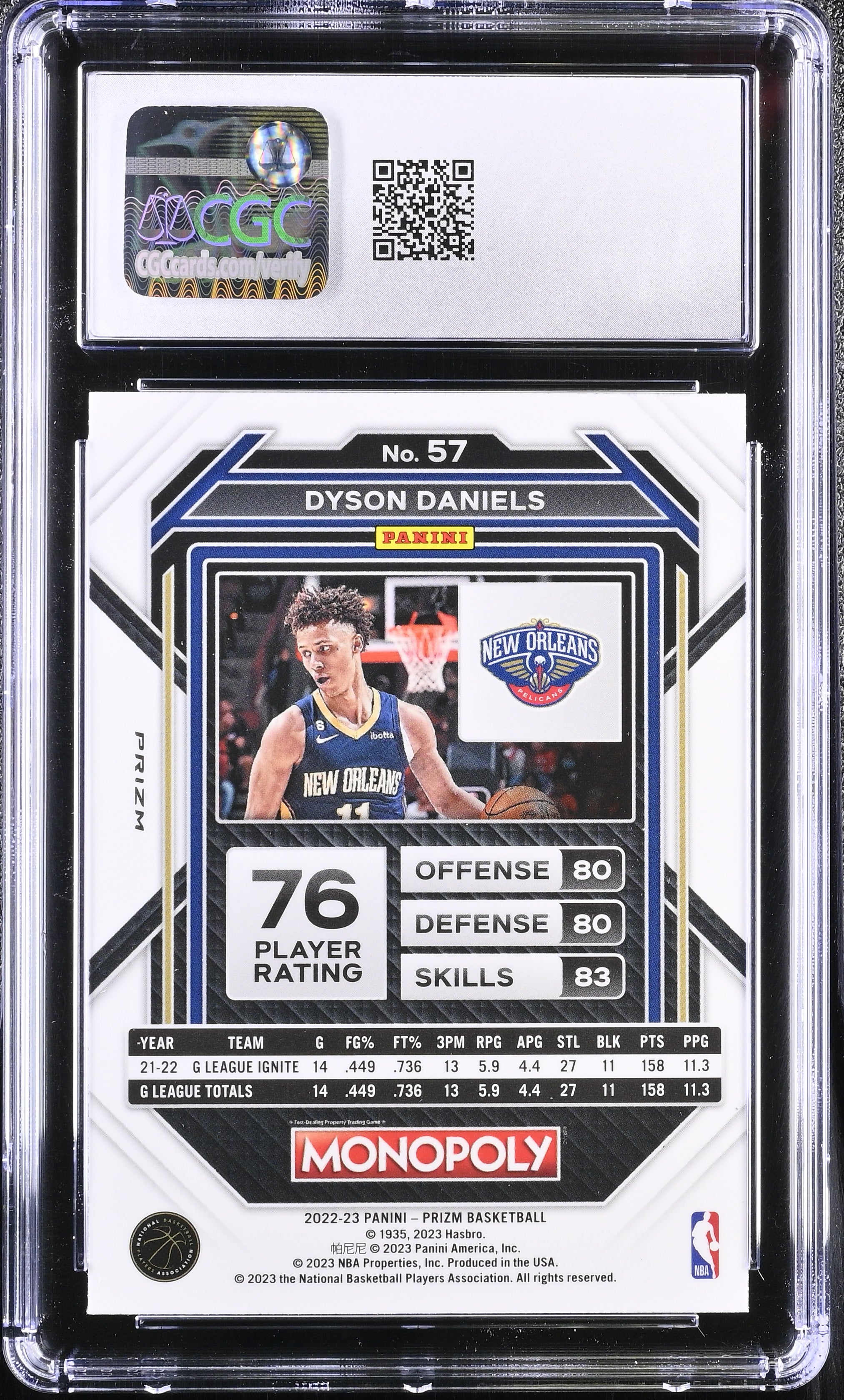 2022 Prizm Monopoly Dyson Daniels #57 Free Parking Basketball CGC 10