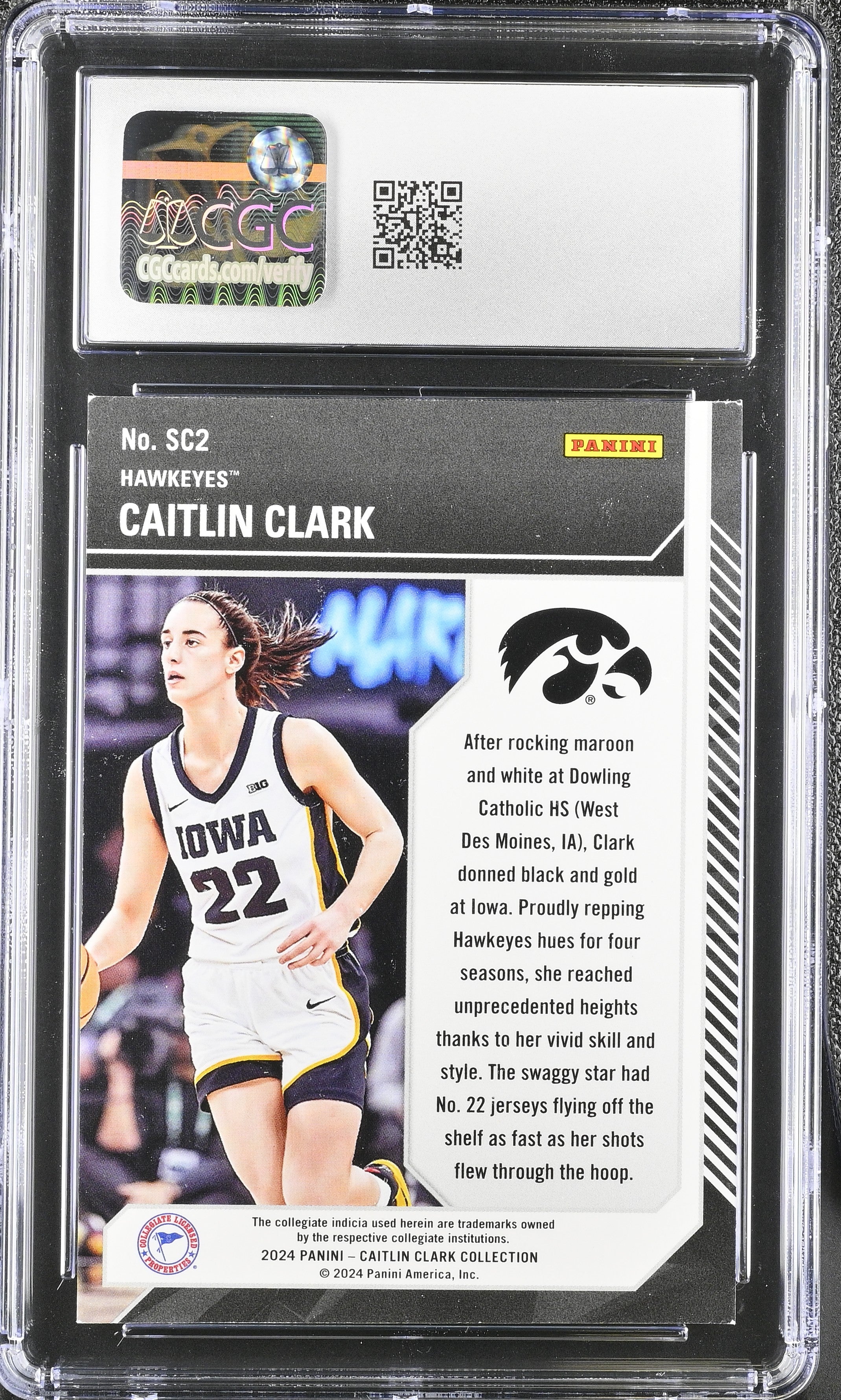 2024 Panini Caitlin Clark Collection Caitlin Clark #SC2 School Colors CGC 8