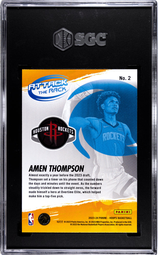 2023 Panini Hoops Amen Thompson #2 Attack The Rack Basketball SGC 10