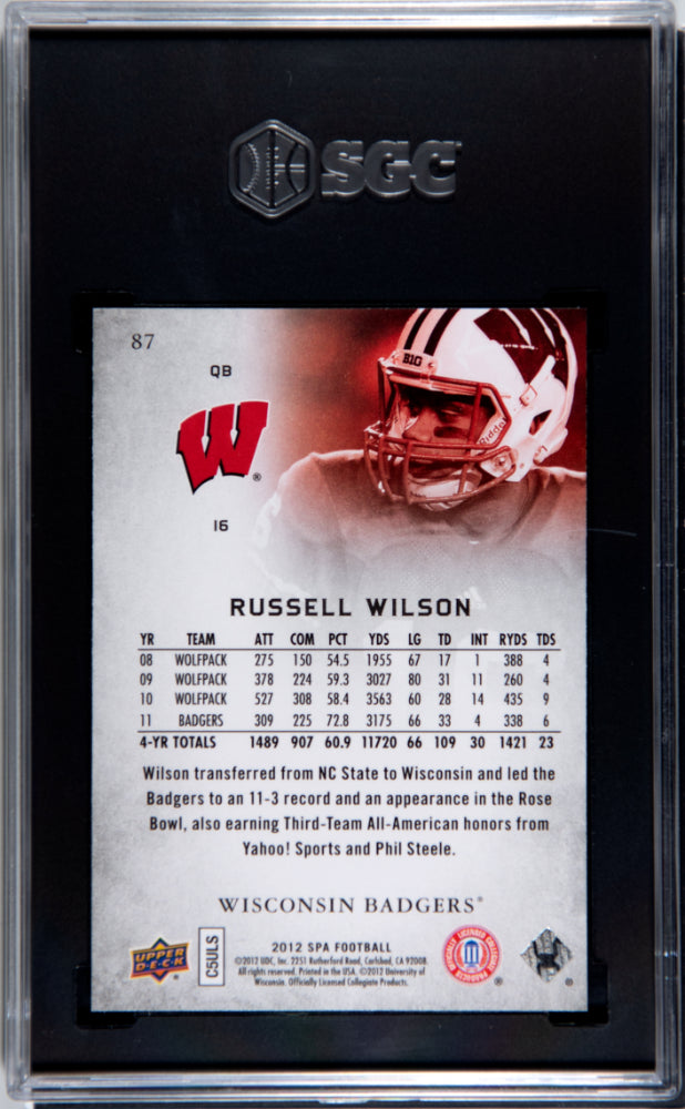 2012 Upper Deck SP Authentic Russell Wilson #87 Football SGC 9