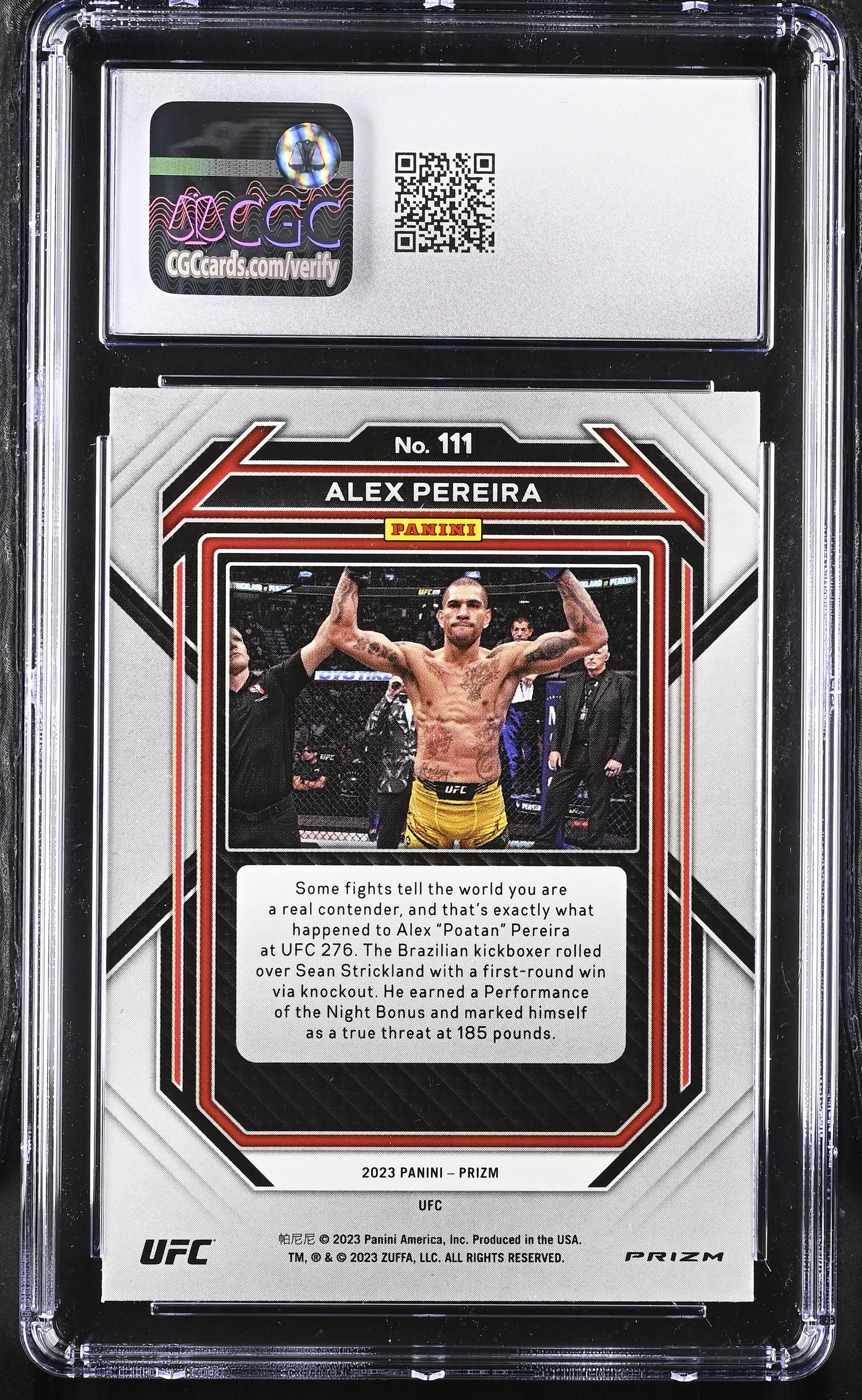 2023 Prizm UFC Alex Pereira #111 White Sparkle MMA CGC 10