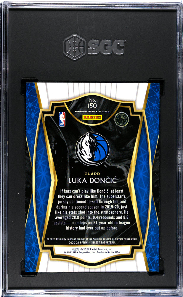 2020-21 Panini Select Luka Doncic #150 Blue Retail Basketball SGC 8