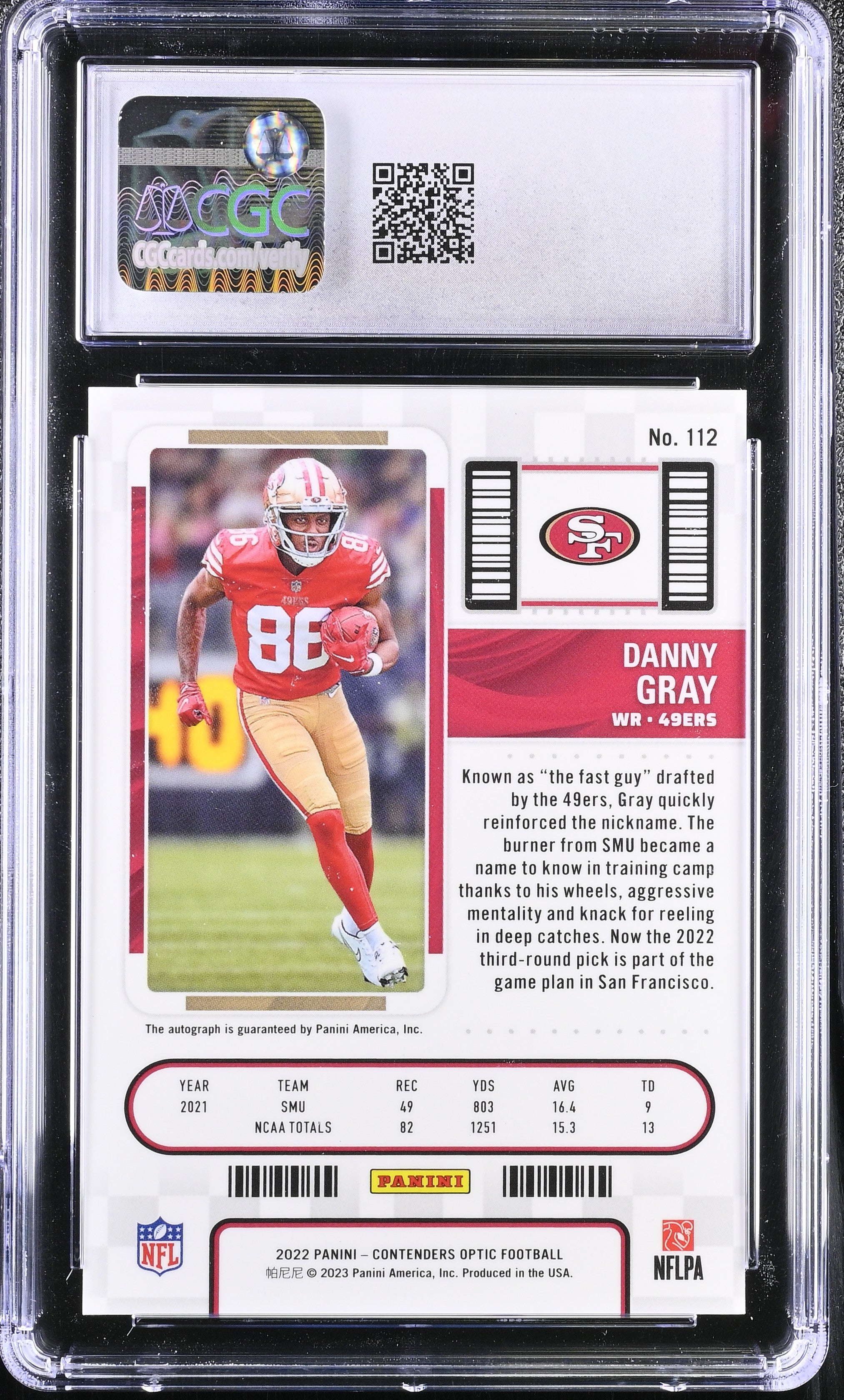 2022 Contenders Optic Danny Gray #112 Football CGC 10